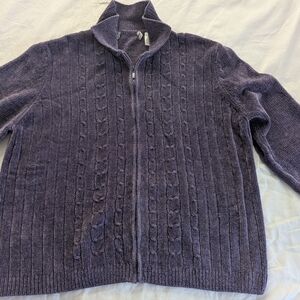 Alfred Dunner Zip-Up Chenille Cardigan